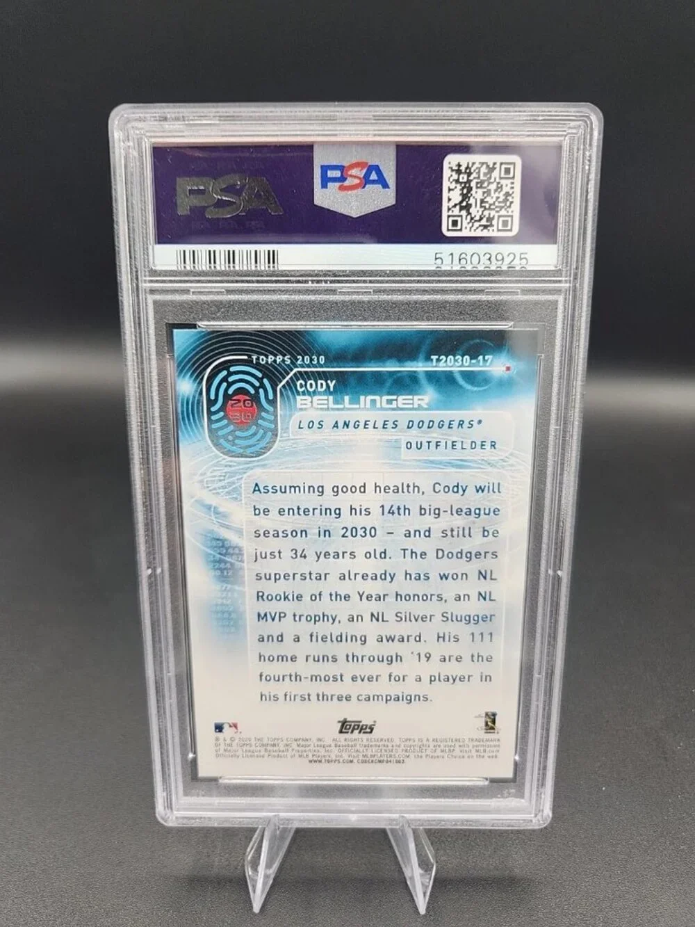 2020 Topps Cody Bellinger Topps 2030 PSA 10 Pop 8